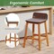 Acacia Wood Bar Stool Set – 2 Stools with Backrests and Footrests
